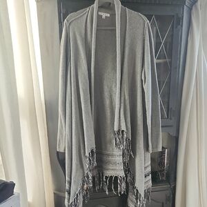 Gray Fringed Women's Sweater